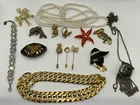 Vintage Estate Costume Jewelry Lot Brooches Stick Pins Bracelet Necklaces