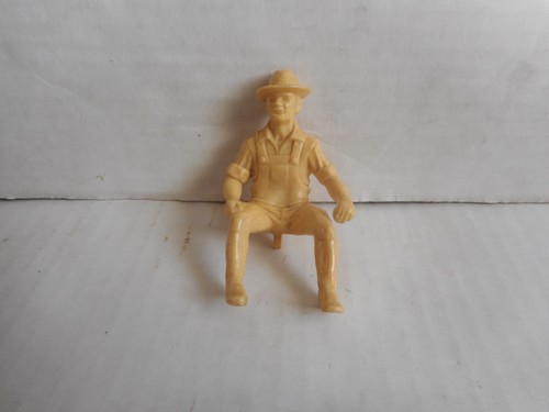Vintage 1950er Marx Bauernhof Traktor Bauer Fahrer Figur 3,5" gelb HP sehr guter Zustand