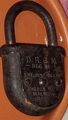 DRGM vintage antico raro da collezione Reg. No. Lucchetto brevetto made in Germany senza - Foto 8 di 9