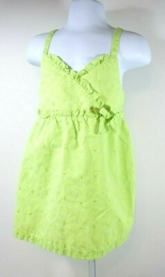 Girls Park Bench Kids Bright Green Embroidered Summer Shirt Size 5-6