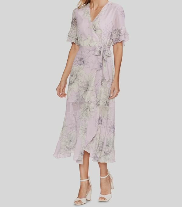 vince camuto purple floral dress Vince Camuto Metallic Floral Jacquard A-Line Dress In Lilac - 60% Off