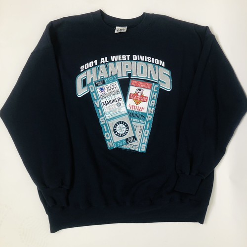 Vintage Lee Sport Navy Blue 2001 Al West Division Champions Pull Over Sweater