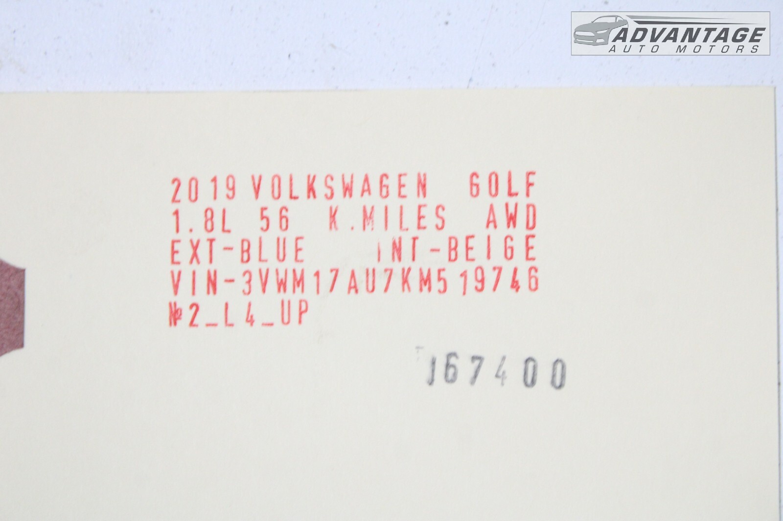 2017-2019 VOLKSWAGEN GOLF ALLTRACK 1.8 ENGINE BALANCE SHAFT CHAIN GUIDE OEM