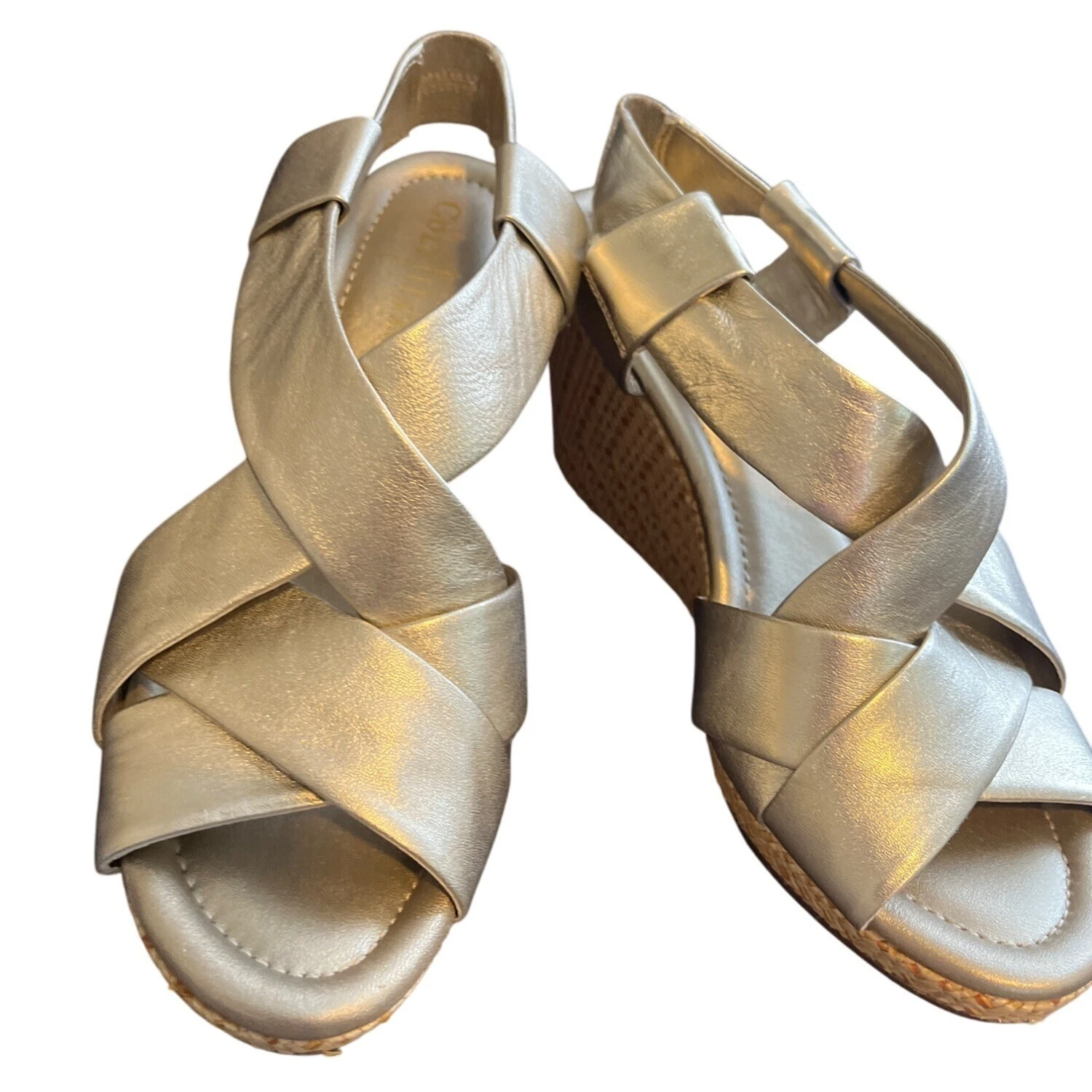 NIKE Sandali Cole Haan Air oro zeppa con cinturino metallizzato misura 8B