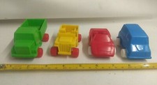 4 Plastic Vintage Cars Finland Plasto bambola Portugal Rare