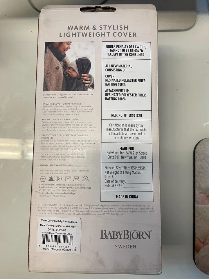 Caja abierta | Funda de invierno Babybjorn para portabebés | Negra Foto 2 de 3