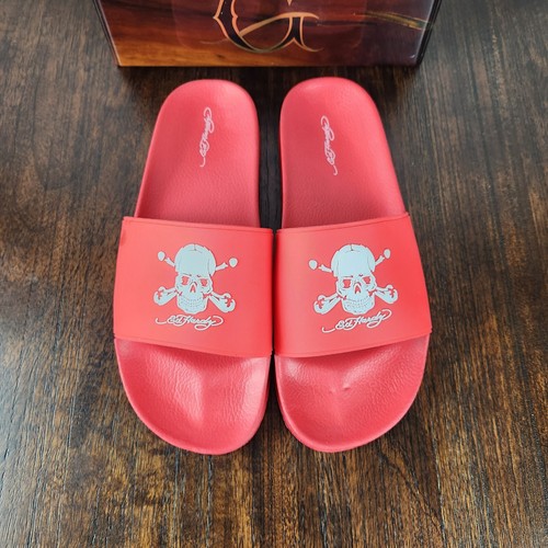 Ed Hardy Slides Darkness Skull Logo EH9041F in Red Men's Size 13 New WOT - Picture 7 of 13