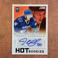 3-01-11 mx PWE 2013-14 score hot rookies rc auto autograph #637 jordan schroeder