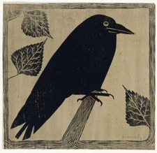 Crow Samuel de Mesquita Woodcut Art Print 1910 Graphic Dutch Modern Bird Design
