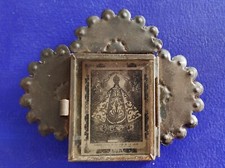 Rustic Mexican Virgen de San Juan de los Lagos tin wall hanging nicho folk art