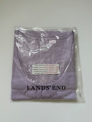 Lands End T-Shirt Gr. 3X Spitzenborte lila flieder Orchidee Blütenblatt 3XL