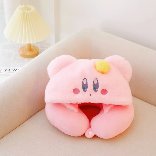 2pcs Cute Kirbuy U-Shaped Soft Hooded Daily Travel Neck Pillow Soft Plush Pillow - Picture 4 of 12