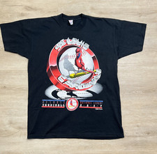 Vintage St Louis Cardinals Black Graphic Tshirt 1993 Made In USA Mens Size Large