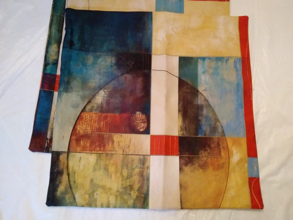 Funda Almohada Funda Tiro Conjunto Decorativo DOS Geométrico Abstracto Azul Amarillo Rojo Foto 3 de 4