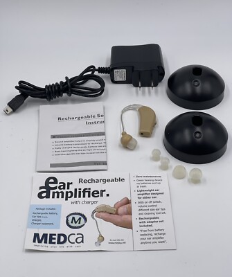 New Medca Digital Hearing Amplifier Personal Enhancement Audio W Charger 2 Bases