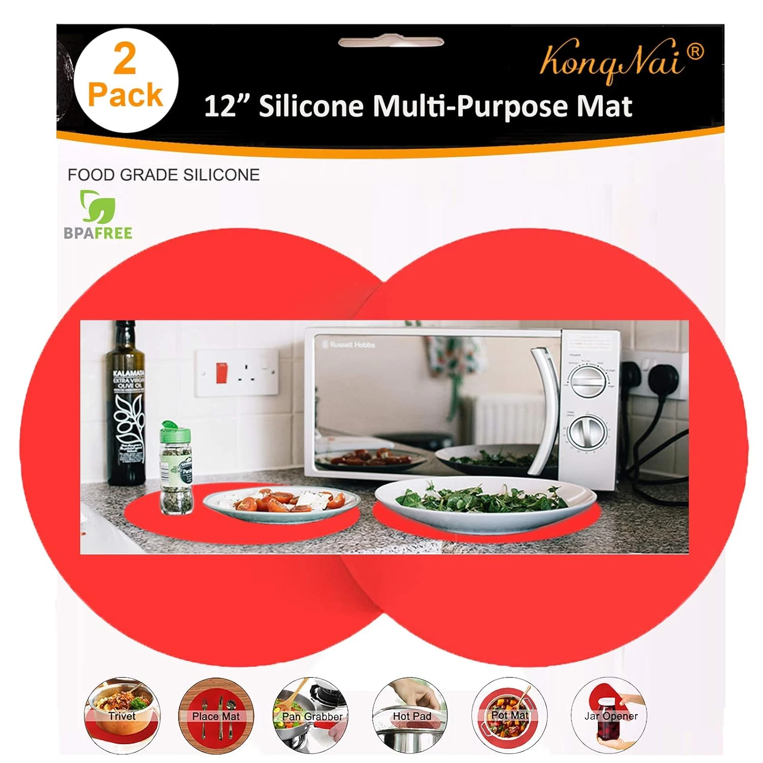 Silicone Microwave Mat 12 Inch, Non Stick Turntable Safe Baking Mat for Kitchen,