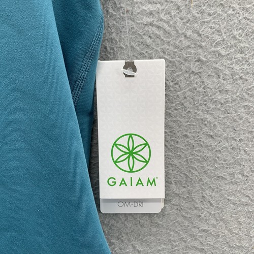 NWT GAIAM Cora Laser Yoga Bra Tank Colonial Blue Top Racerback Eyelet Women’s S - Picture 13 of 15