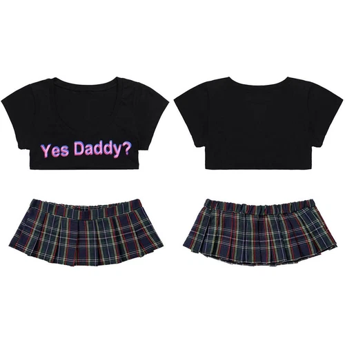 Women Lingerie School Girl Uniform Costume Outfit Top Mini Plaid Skirt Roleplay - Picture 4 of 94