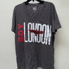 BOY London v neck size large NEW Men's T-shirt grey usa made %100 cotton