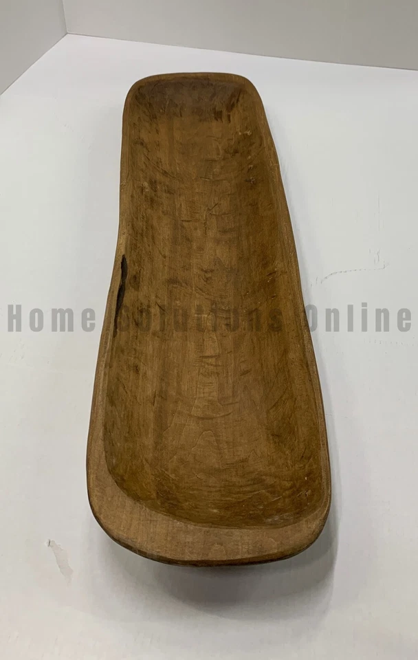 Antiguo tazón de masa de madera decorativo único Pottery Barn marrón 35,5" #U201 Foto 2 de 4