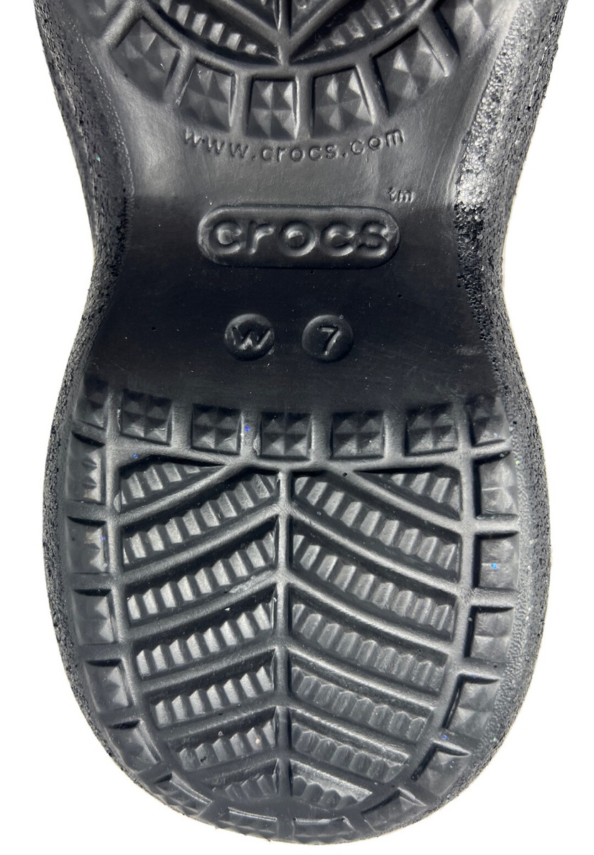 Crocs Classic Bae Glitter Stud Clog Womens size 7 Black NEW