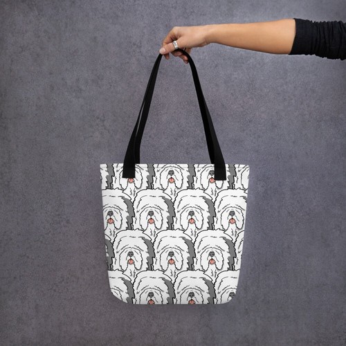 Old English Sheepdog Retro Tote Shopping Library Bag Pool Tote Gift - Picture 16 of 18