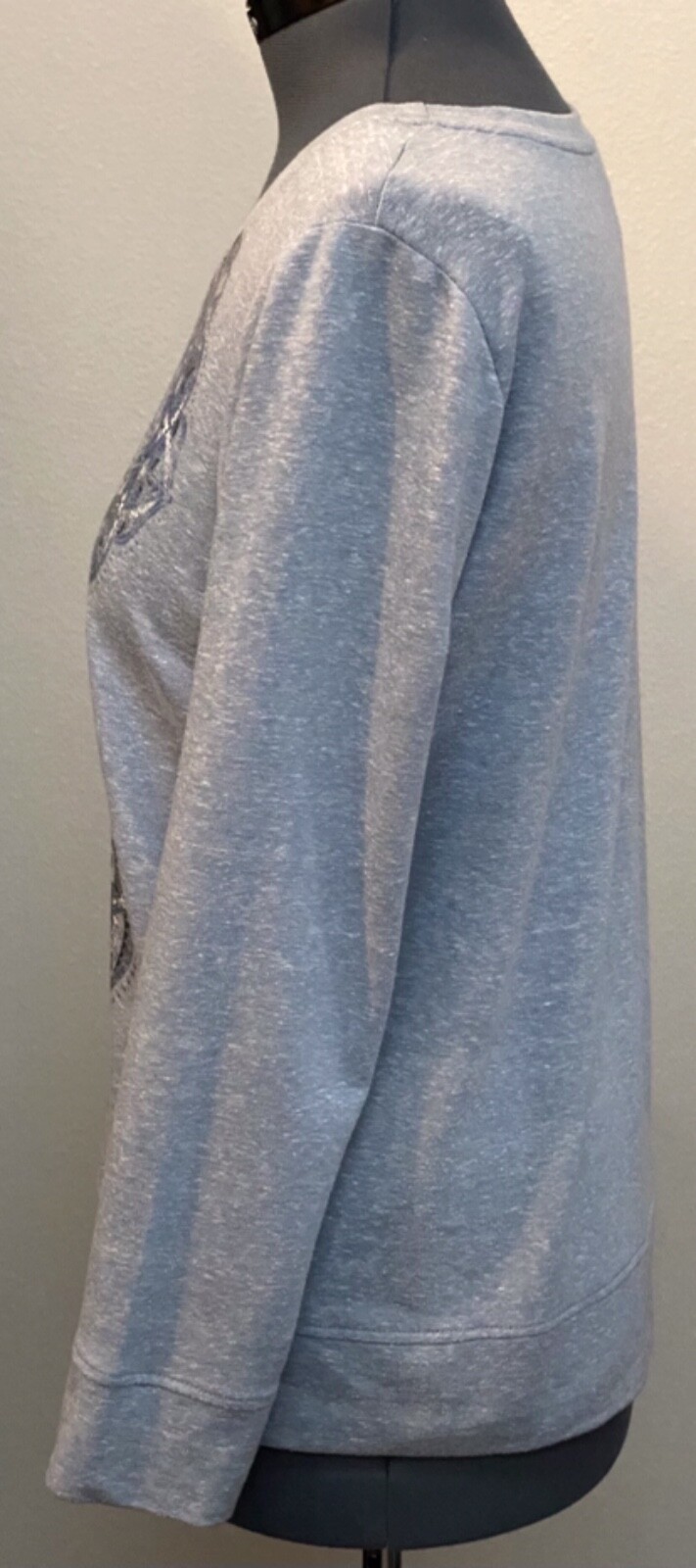 Style&Co M Blue Stretch Mandala Silver Accent Long Sleeve Top