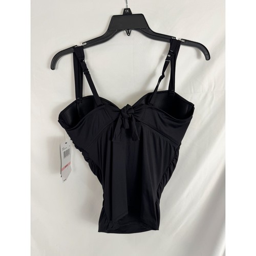 Coco Reef Ruched Sweetheart Tankini Top Bra Sized Swimwear Black 40DD - Picture 5 of 8