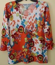 Joseph A. - Qu'est-Cequec'est Silk? - Lightweight Floral Sweater Top - size XL