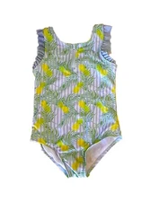 Dot & Zazz Girl Swim Bathing Suit One Piece Blue Stripes & Lemons Size 6