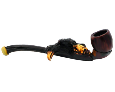 Raven on Skull Handmade Tobacco Smoking Small Hand Pipe Black Bird Death  Animal