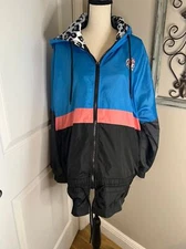 Black and blue Bucees rain jacket, windbreaker