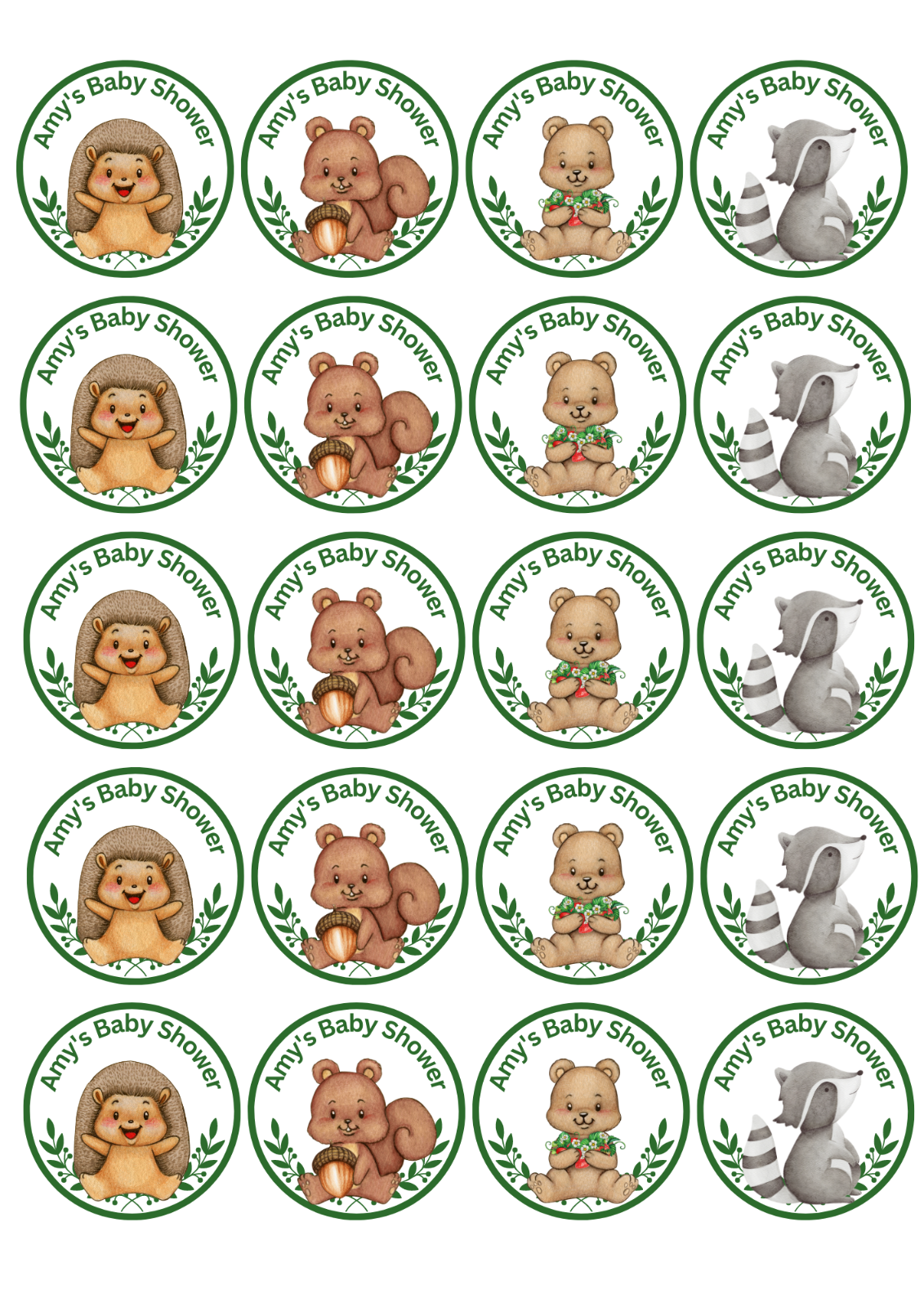 20 x edible woodland forest animal Baby Shower cupcake toppers UNCUT eBay