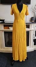 Lulus Wrap Dress Womens Medium Maxi Dress Yellow Vneck Cut Sleeves