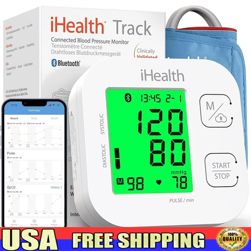 Track Smart Upper Arm Blood Pressure Monitor with Wide Range Cuff