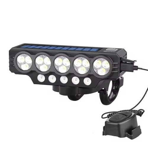 LED Fahrradlicht mit Horn Solar & USB-wiederaufladbarer Fahrrad-Scheinwerfer - Bild 2 von 9