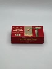 Vintage Gillette Tech Razor DE in original box never used w/ blades Code K1
