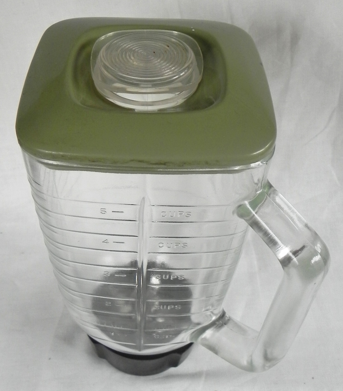 Complete Pitcher for Vintage Oster Blender, Glass Jar + Green Lid