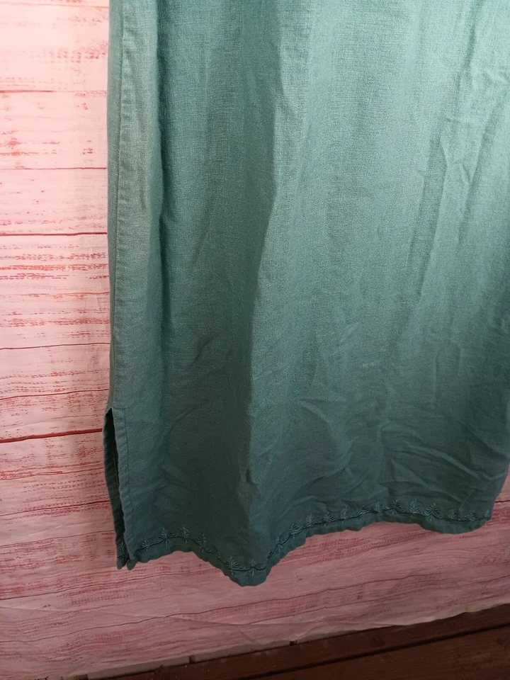 Maxi Vestido Sag Harbor Tank Para Mujer Mediano Azul Lino Vintage Años 90  Foto 3 de 4