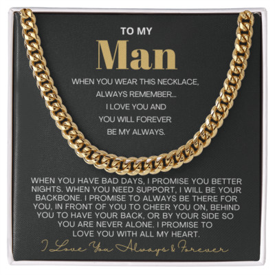 To My Man Cuban Link Necklace anniversary birthday valentine's day gift for him