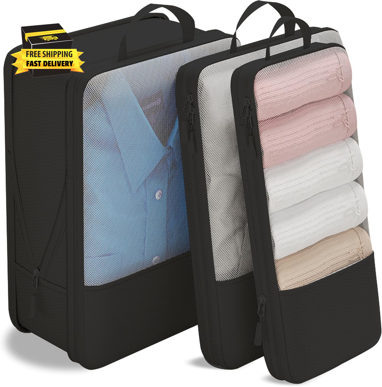 Lightweight Compression Packing Cubes for Suitcases, Visualization Travel Packin