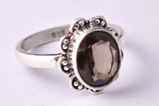 925 Sterling Silver Smoky Quartz Gem Rose Gold/Gold Plated Wedding Ring GRS-1240