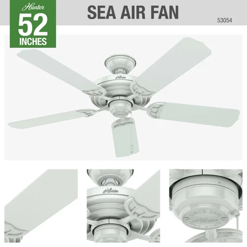 Hunter 52" Sea Air Outdoor Ceiling Fan Wet Rated Pull Chain Traditional NO LIGHT - Picture 3 of 21