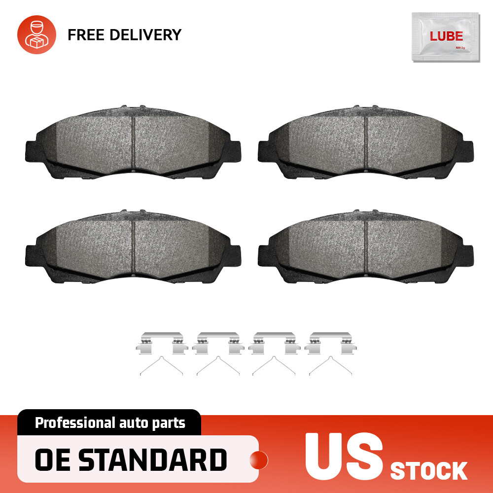 Front Ceramic Brake Pads with Mounting Clips for 2017-2020 Cadillac XT5 XT6