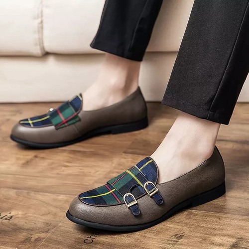 Men Double Monk Strap Dress Loafers 