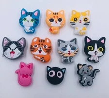10 Cat Shoe Charms Cute Colorful Kittens Accessories Fits Shoe Wristband