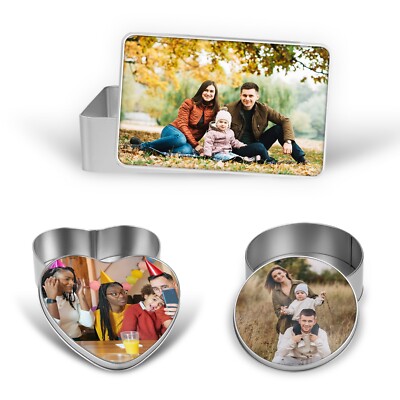 Personalised Metal Storage Tin Box Memory Jewelry Sweet Any Image Photo Gift Box