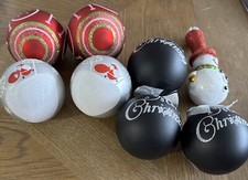 Lot Of 8 Christmas Ornaments Vintage G D Glass Painted Santa Glitter Frosted 3.5