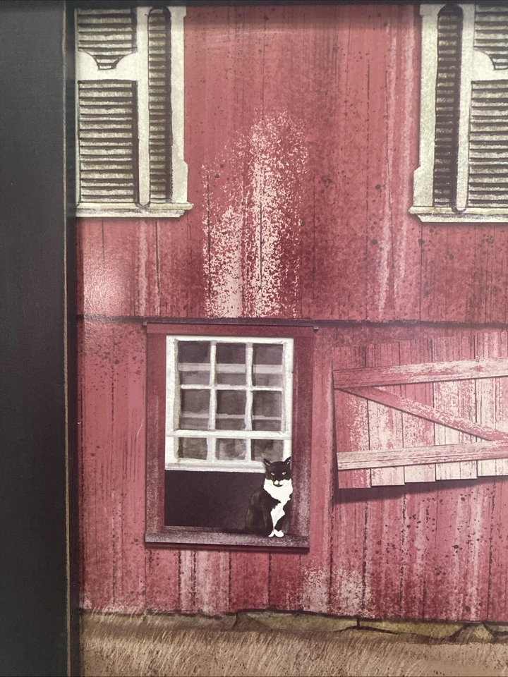 EL RATONERO por Billy Jacobs ARTE PICTÓRICO ENMARCADO 15x19 Esmoquin Gato Rojo Granero Casa Foto 2 de 4