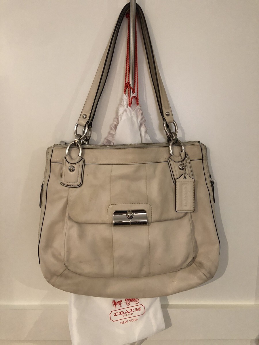 White COACH Kristin Leather Tote Handbag E1182-18298 | eBay